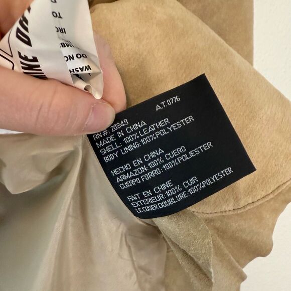 Vintage Midnight Velvet Tan Ruffle Suede Leather Jacket Deadstock Size Large NWT - Picture 12 of 12